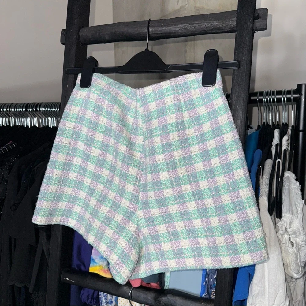 Zara Pastel Plaid Cropped Blazer and Skort Set - Picture 14 of 17